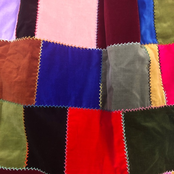 Vintage 1970โs Velvet Patchwork Maxi Skirt - Picture 2 of 11